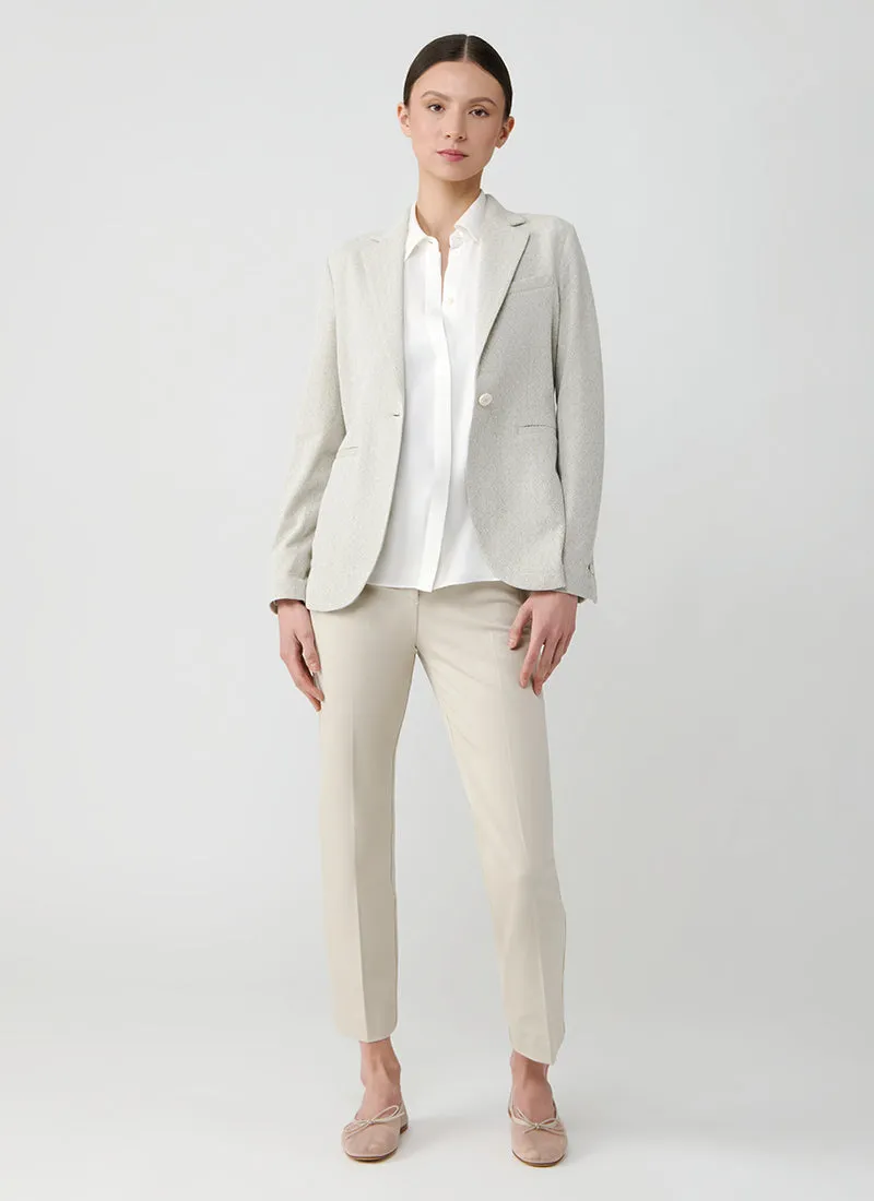 Basketweave 1 Button Long Blazer