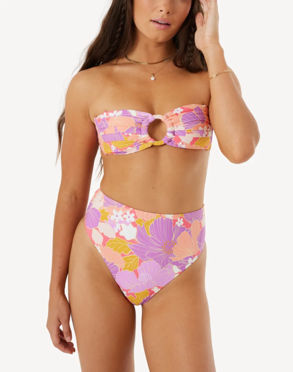 Bell Bottom Blooms High Waist High Leg Bikini Bottom