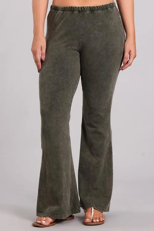 Bell Bottoms Yoga Pants Denim Colored Dark Moss Green