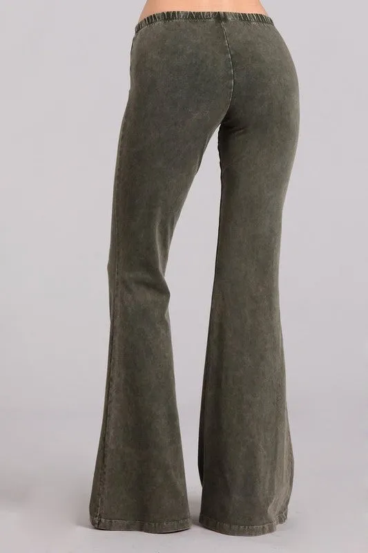 Bell Bottoms Yoga Pants Denim Colored Dark Moss Green