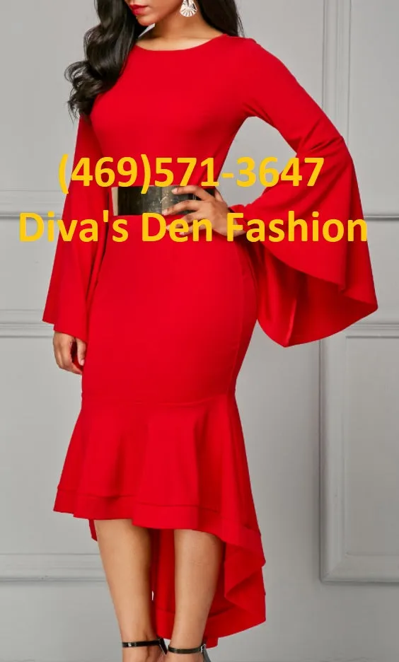 Bell Sleeve Belted Dress