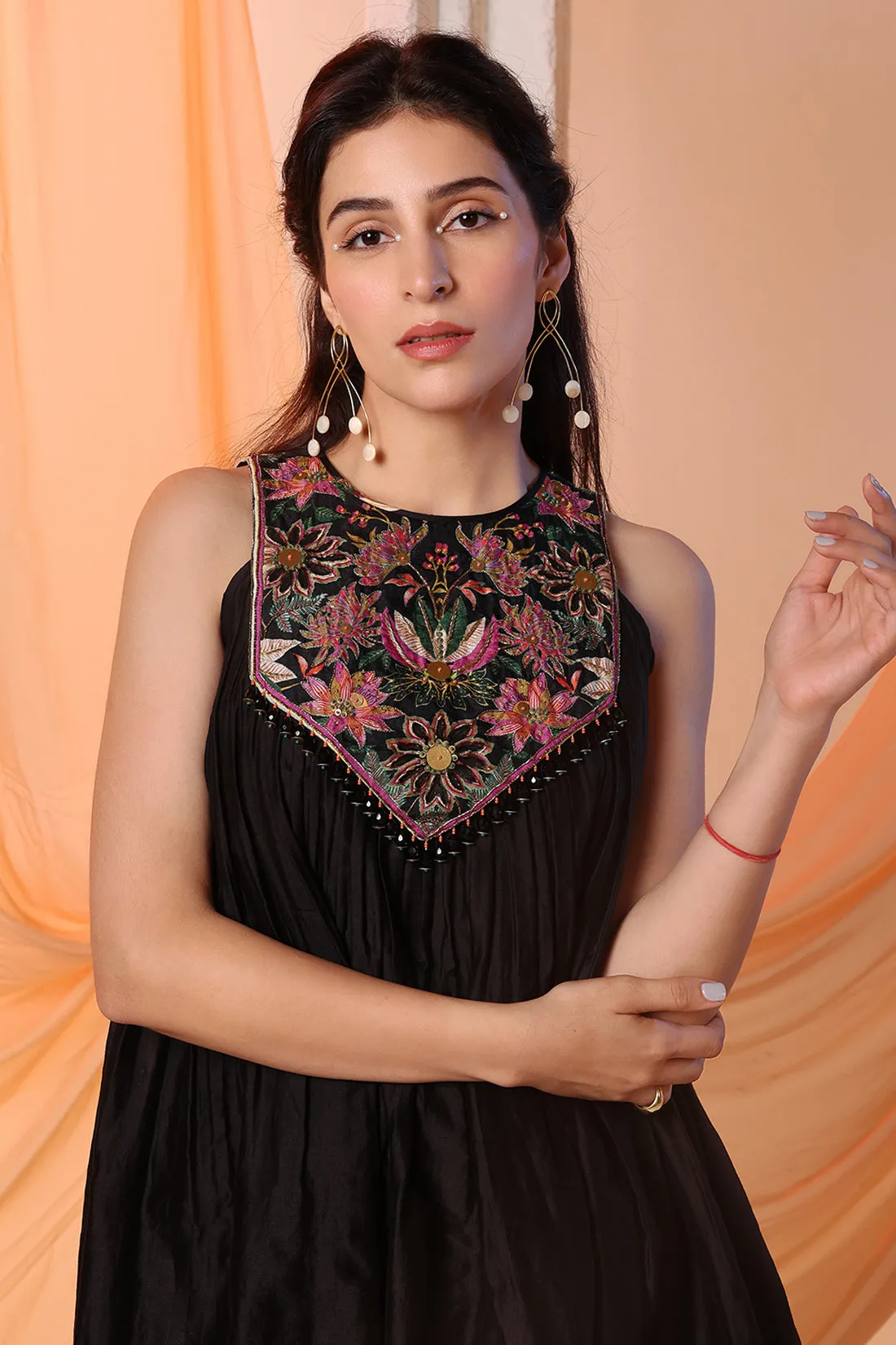 Black aarani gathered top and pants