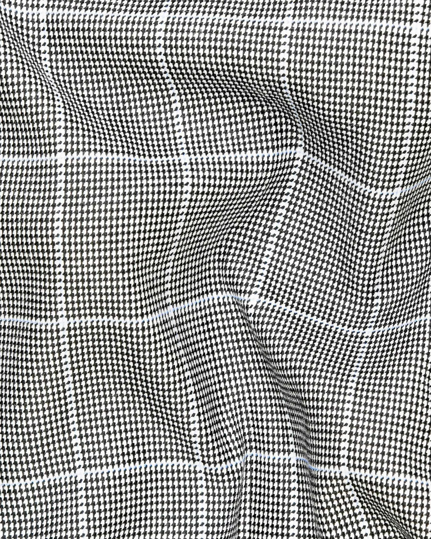 Black and White Houndstooth Windowpane Stretchable Double Breasted Blazer