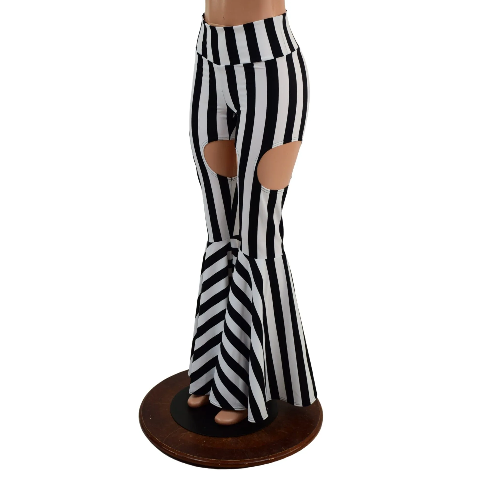 Black and White Striped Garter Style Bell Bottoms
