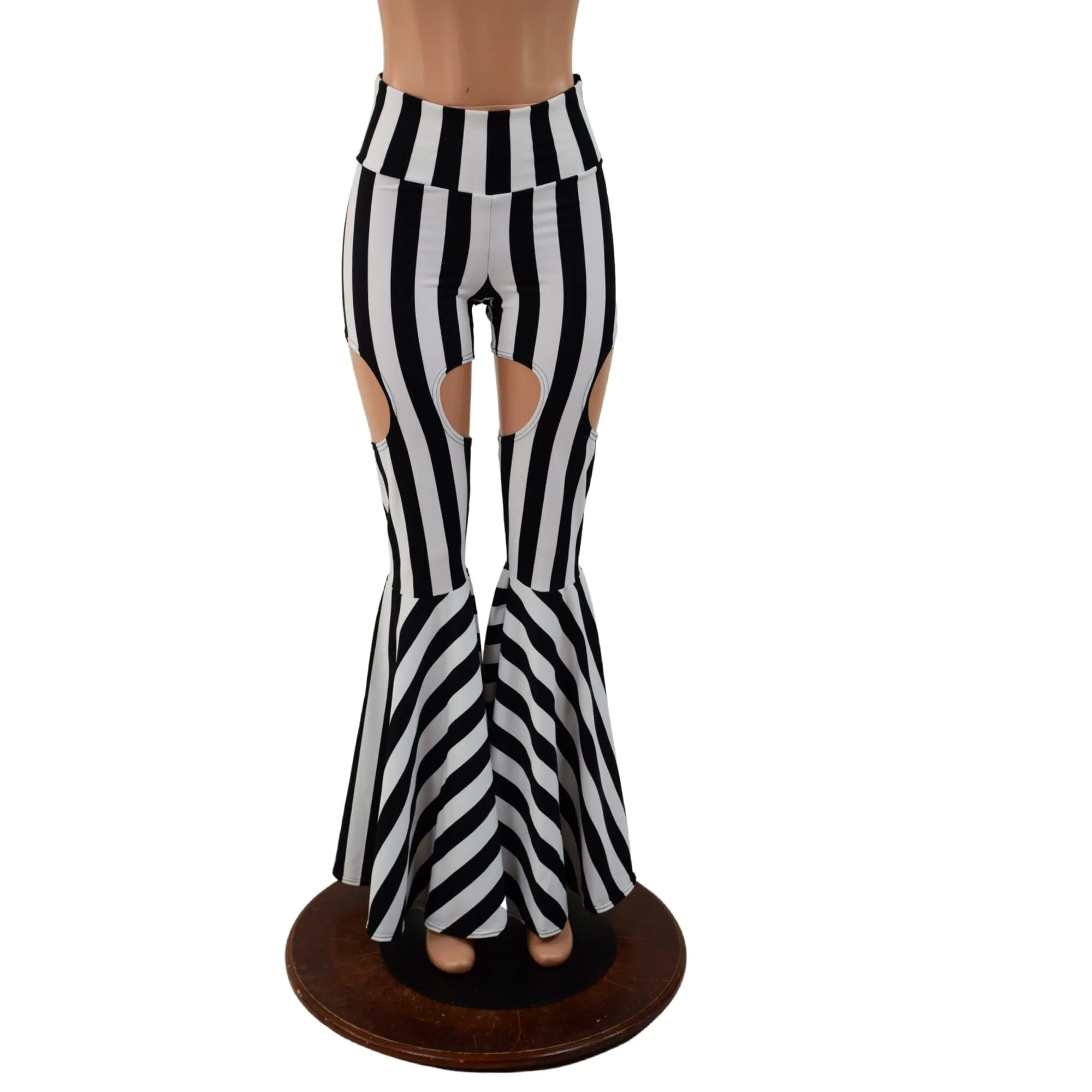 Black and White Striped Garter Style Bell Bottoms
