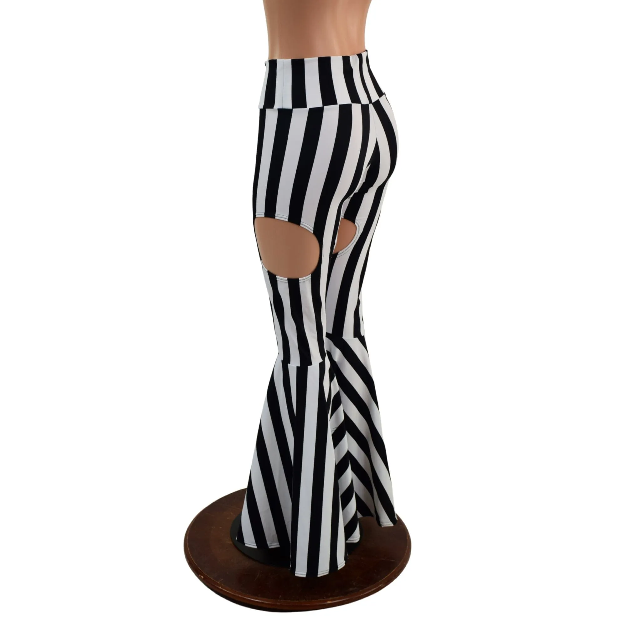 Black and White Striped Garter Style Bell Bottoms