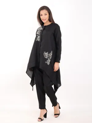 Black Nalki Embroidered High Low Tunic