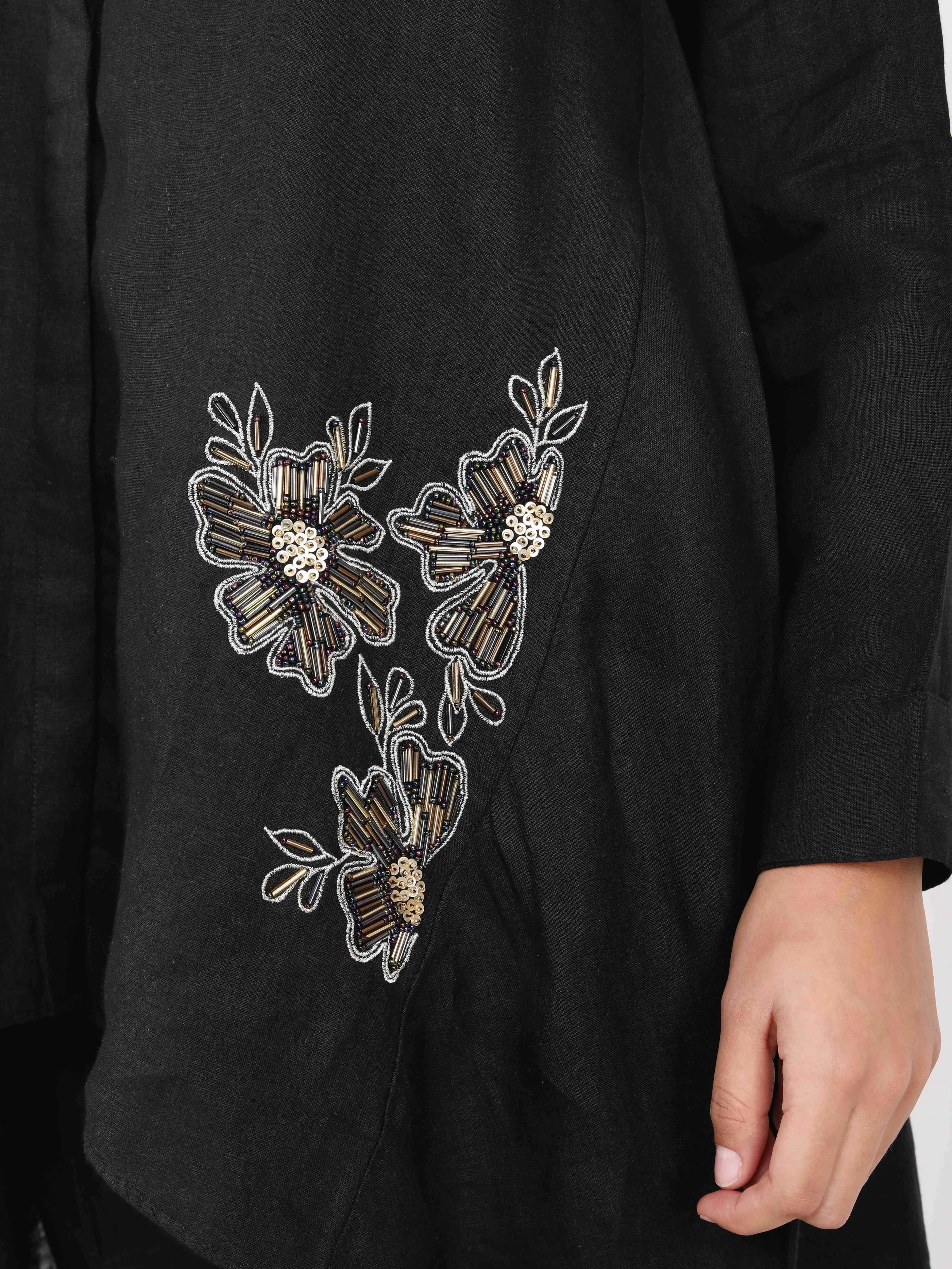 Black Nalki Embroidered High Low Tunic