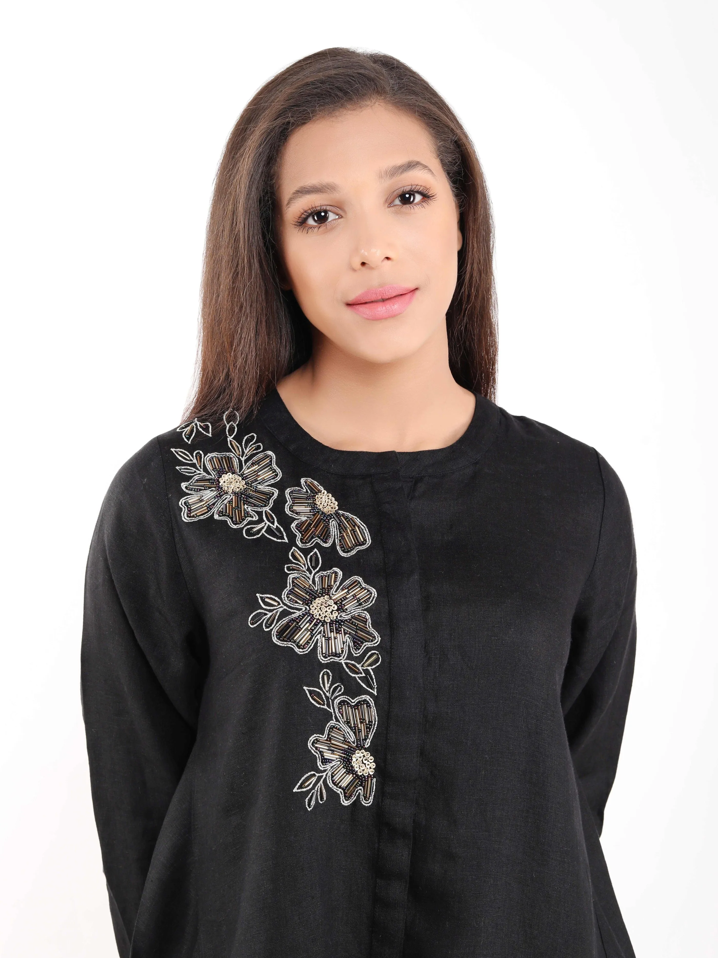 Black Nalki Embroidered High Low Tunic