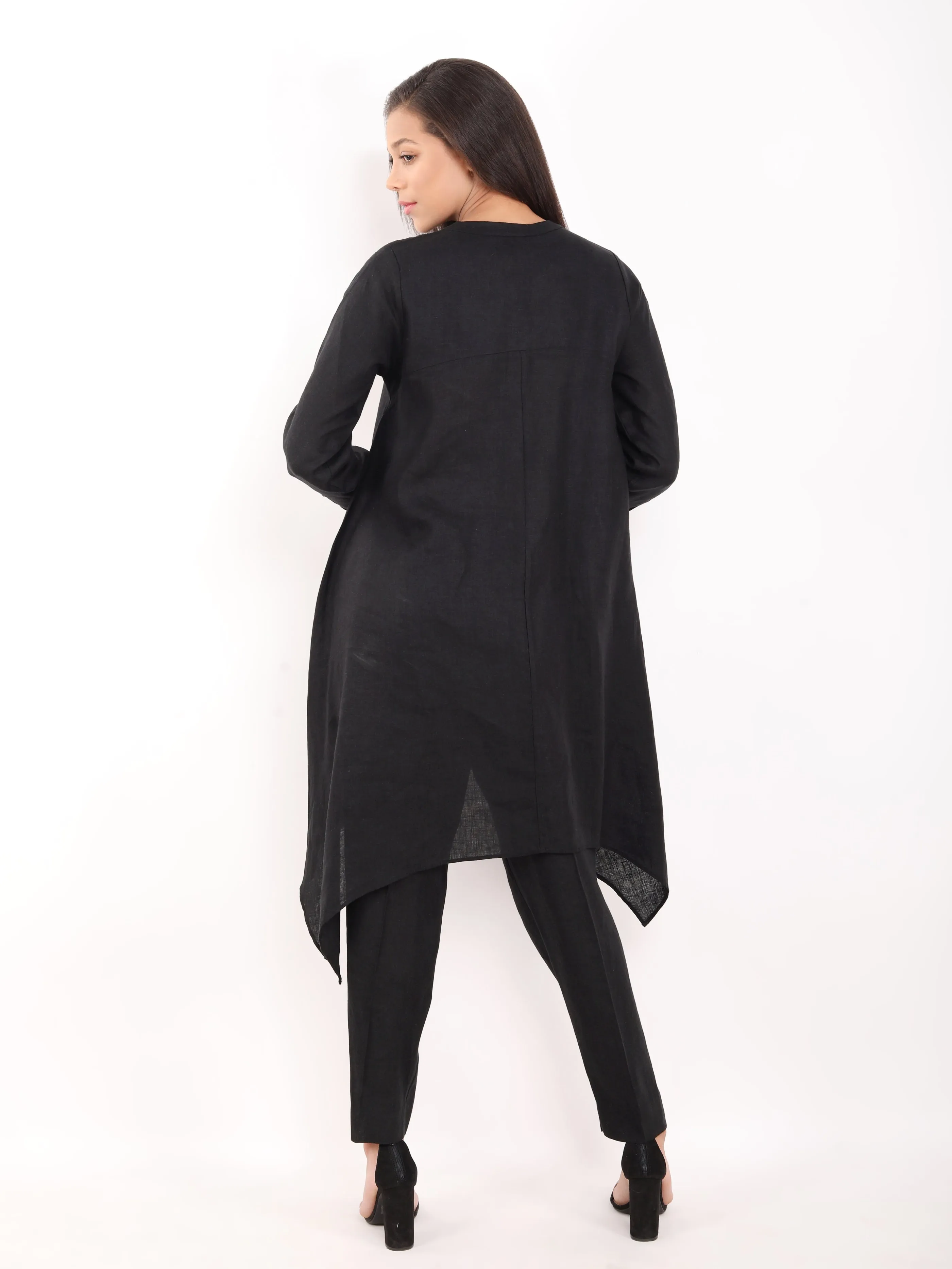 Black Nalki Embroidered High Low Tunic