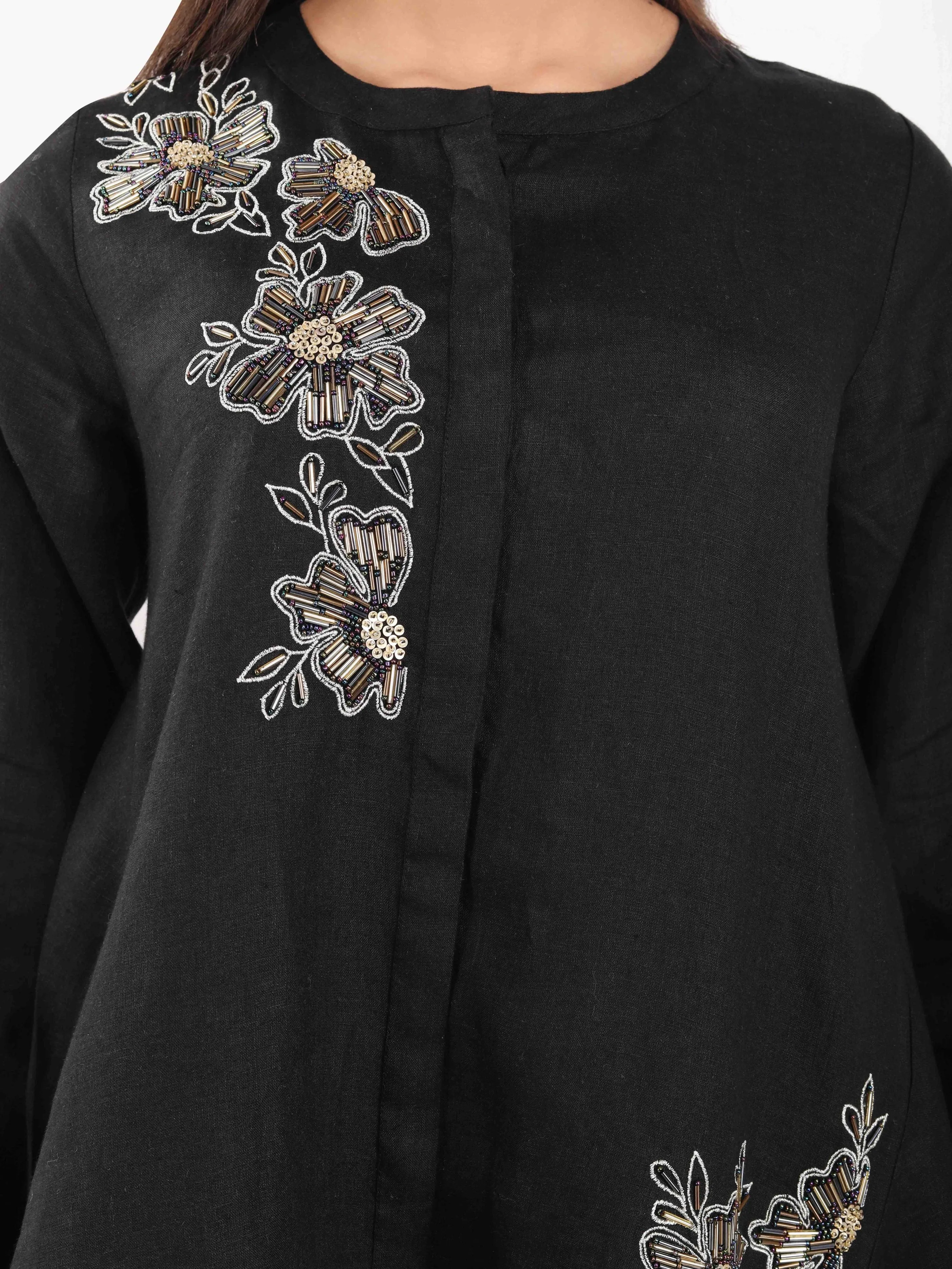 Black Nalki Embroidered High Low Tunic