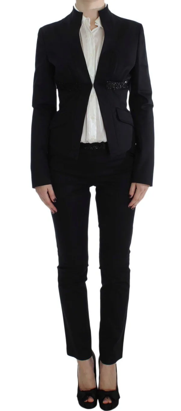 Black Stretch Cotton Suit