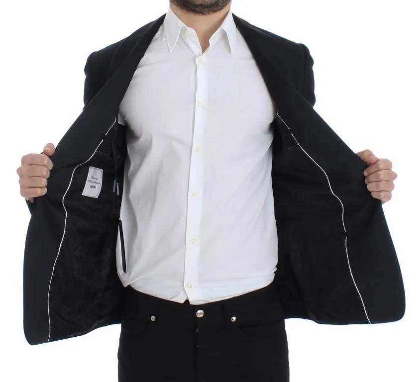 Black wool slim fit blazer