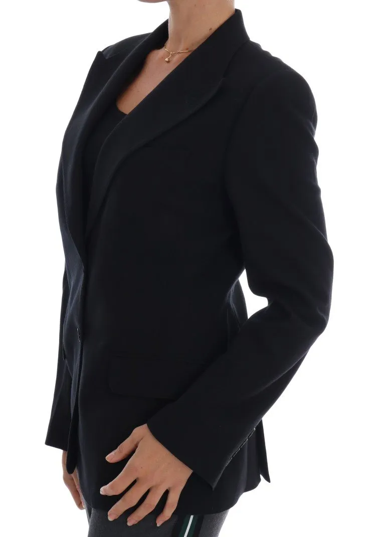 Black Wool Stretch Blazer Jacket