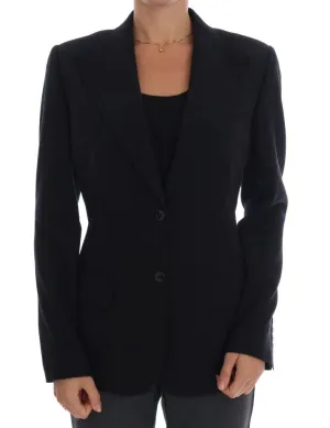 Black Wool Stretch Blazer Jacket
