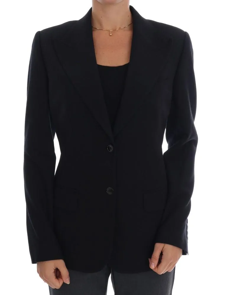 Black Wool Stretch Blazer Jacket
