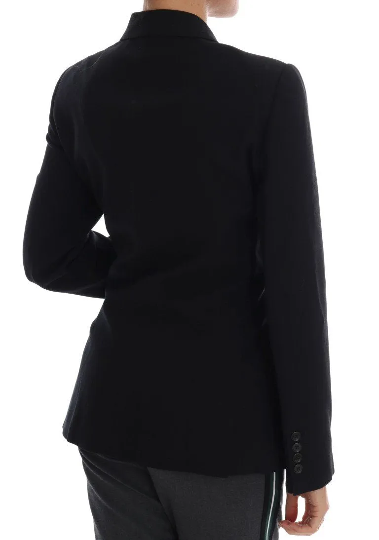 Black Wool Stretch Blazer Jacket