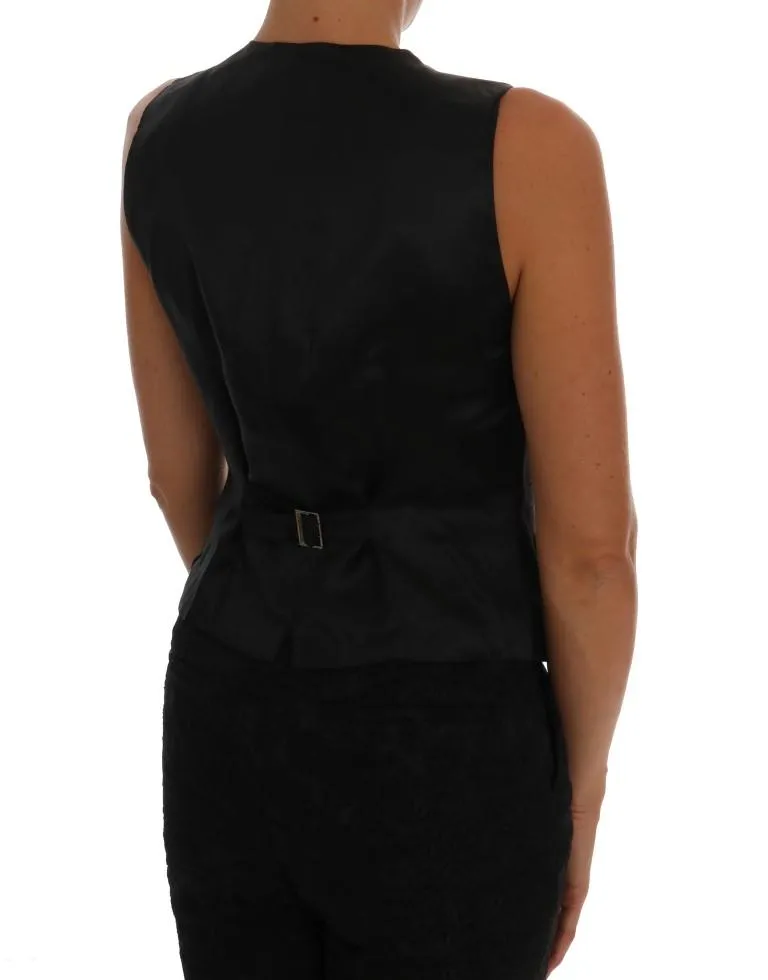 Black Wool Viscose Vest