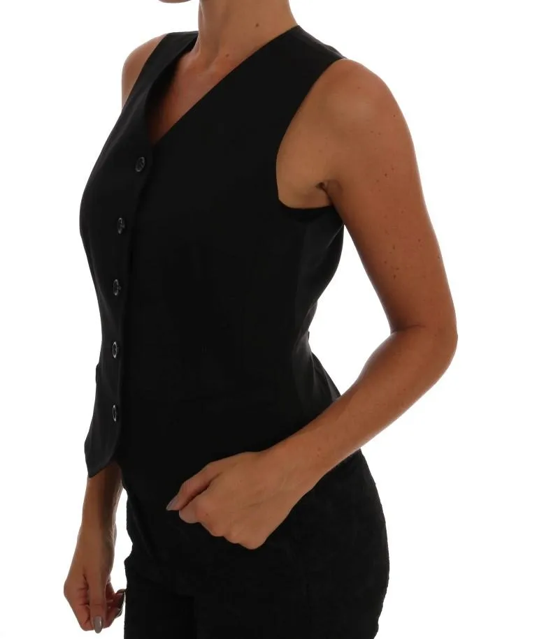 Black Wool Viscose Vest