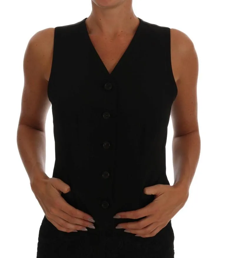 Black Wool Viscose Vest