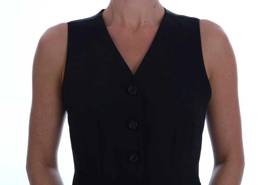 Black Wool Viscose Vest