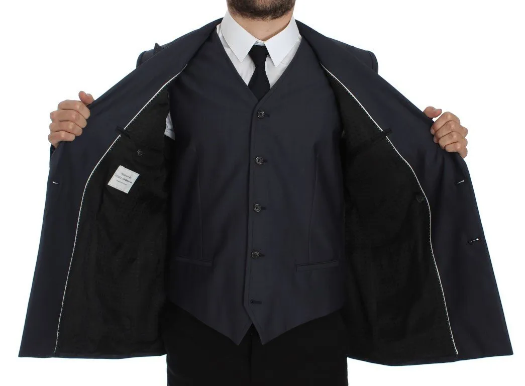Blue Slim Fit Wool Silk Blazer