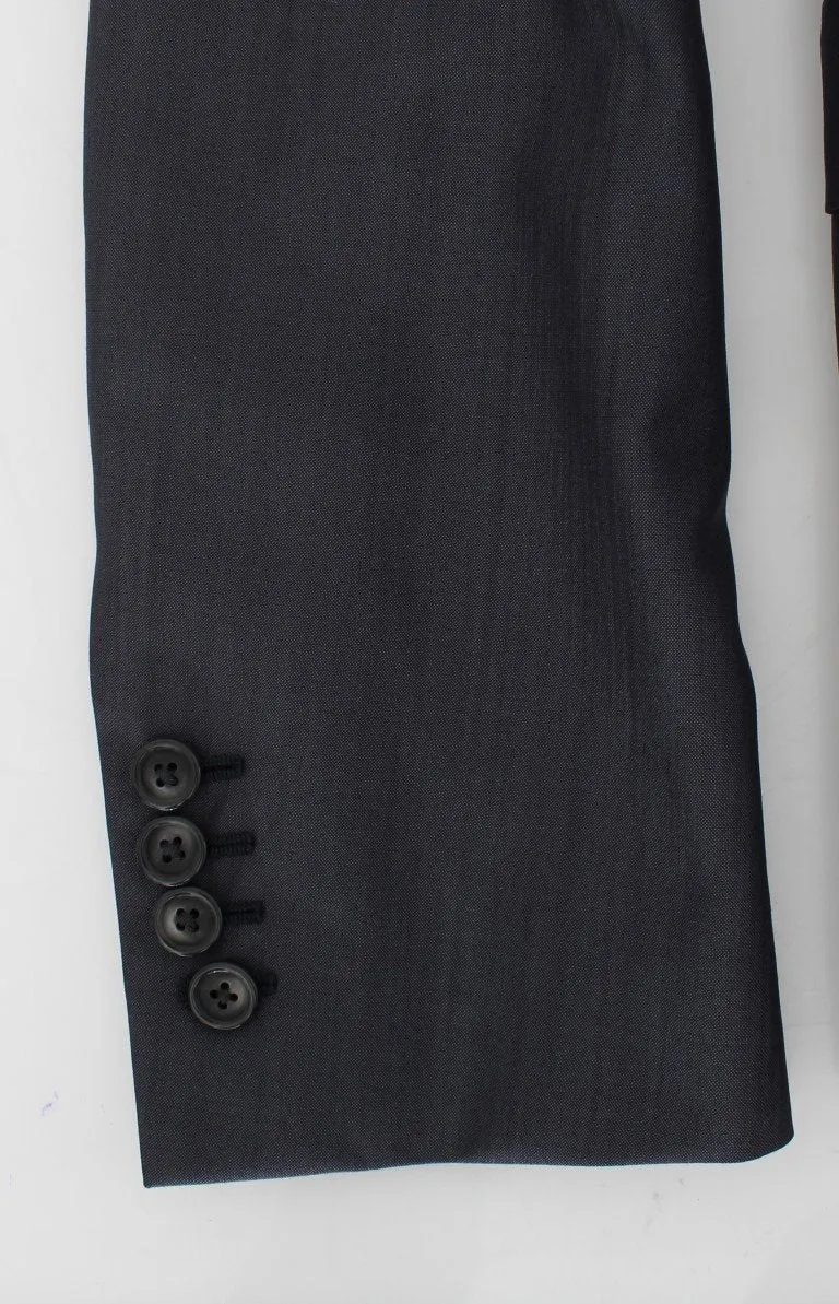 Blue Slim Fit Wool Silk Blazer