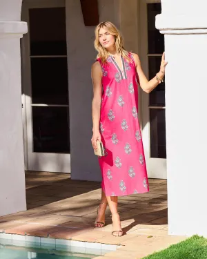 Bouquet Blossoms - Ocean View Long Tunic Dress - Hot Pink