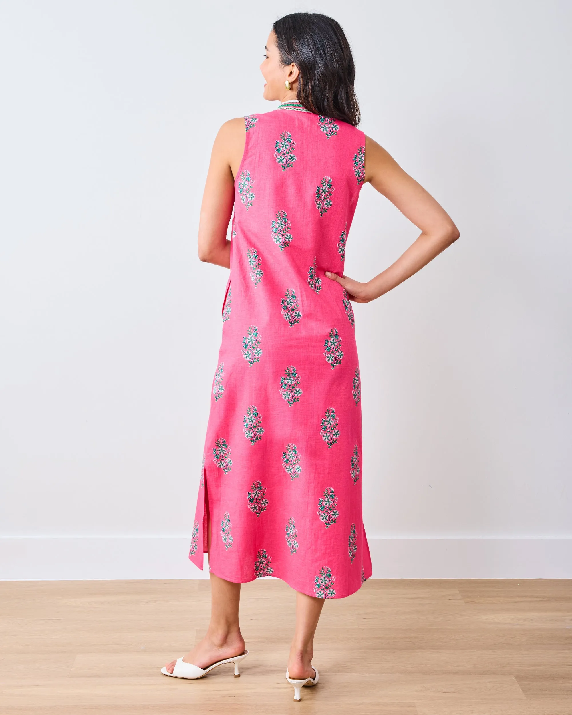 Bouquet Blossoms - Ocean View Long Tunic Dress - Hot Pink