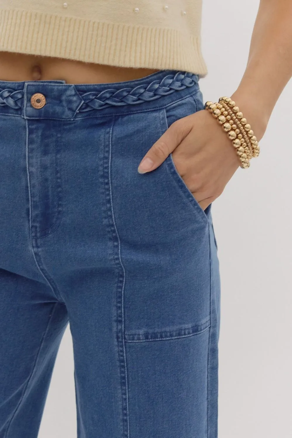 Braided Wide Leg Pant {Denim}