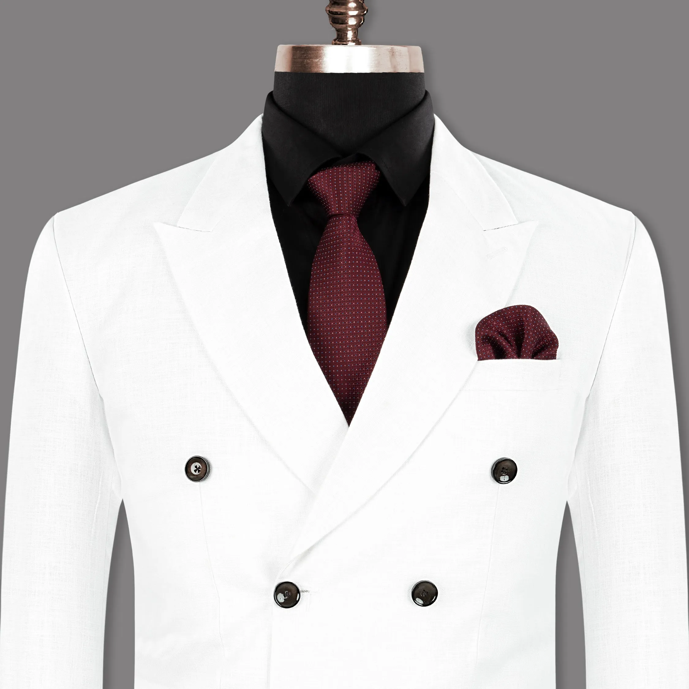 BRIGHT WHITE LUXURIOUS LINEN DOUBLE BREASTED PERFORMANCE BLAZER