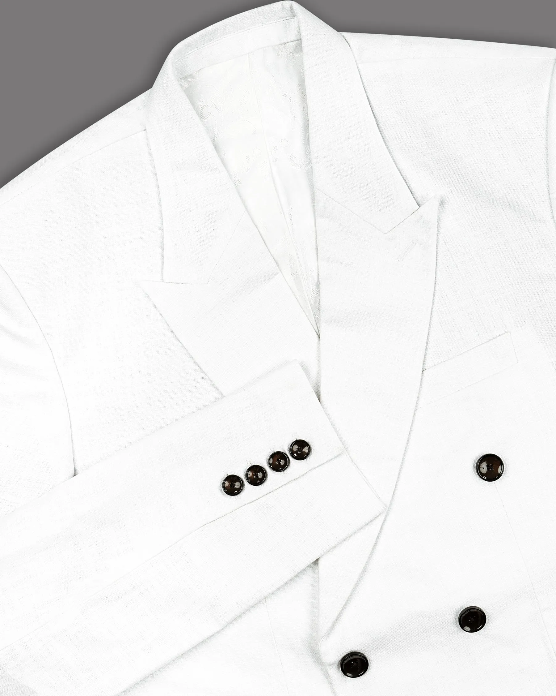 BRIGHT WHITE LUXURIOUS LINEN DOUBLE BREASTED PERFORMANCE BLAZER