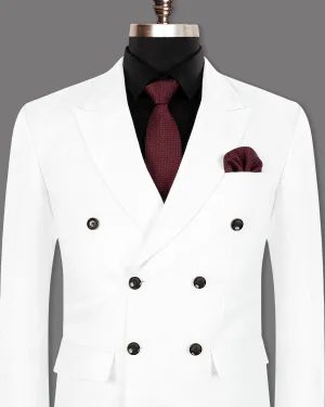 BRIGHT WHITE LUXURIOUS LINEN DOUBLE BREASTED PERFORMANCE BLAZER