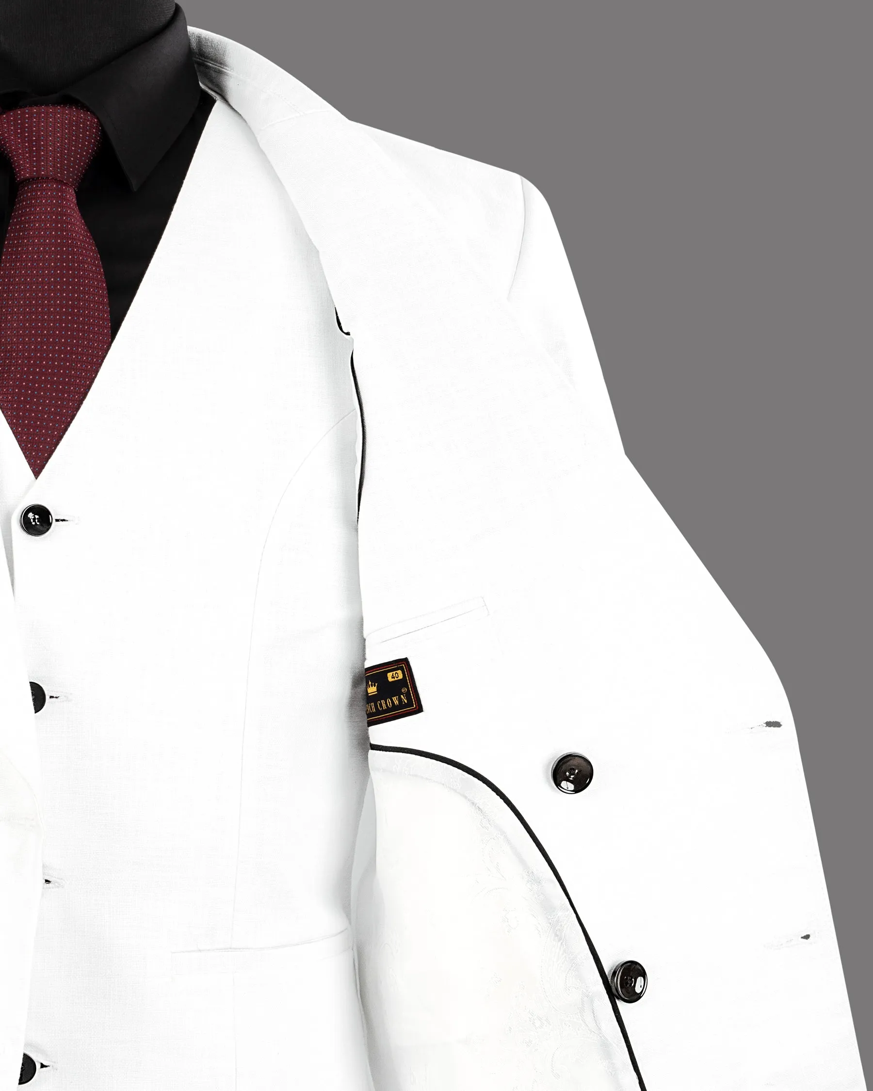 BRIGHT WHITE LUXURIOUS LINEN DOUBLE BREASTED PERFORMANCE BLAZER