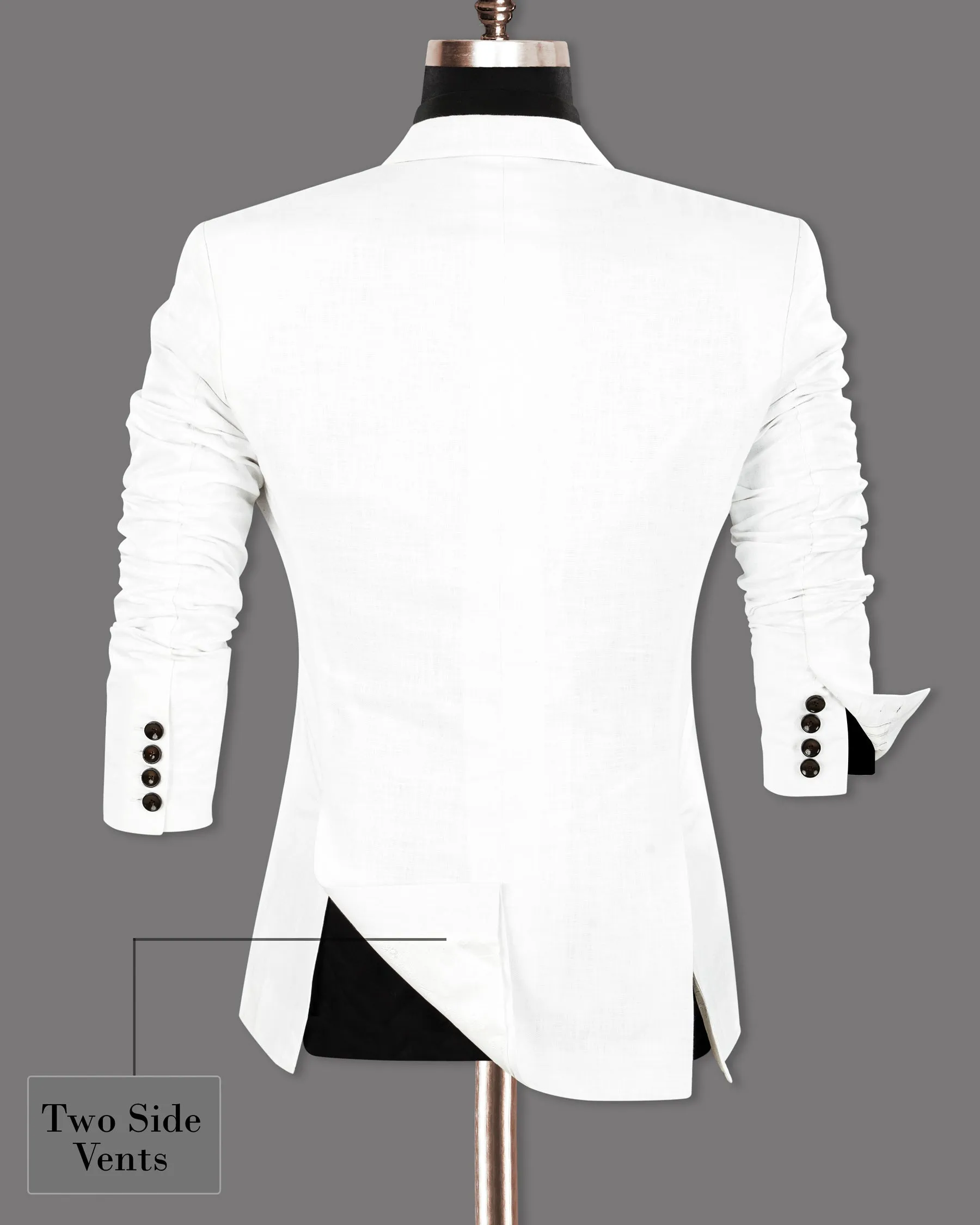 BRIGHT WHITE LUXURIOUS LINEN DOUBLE BREASTED PERFORMANCE BLAZER