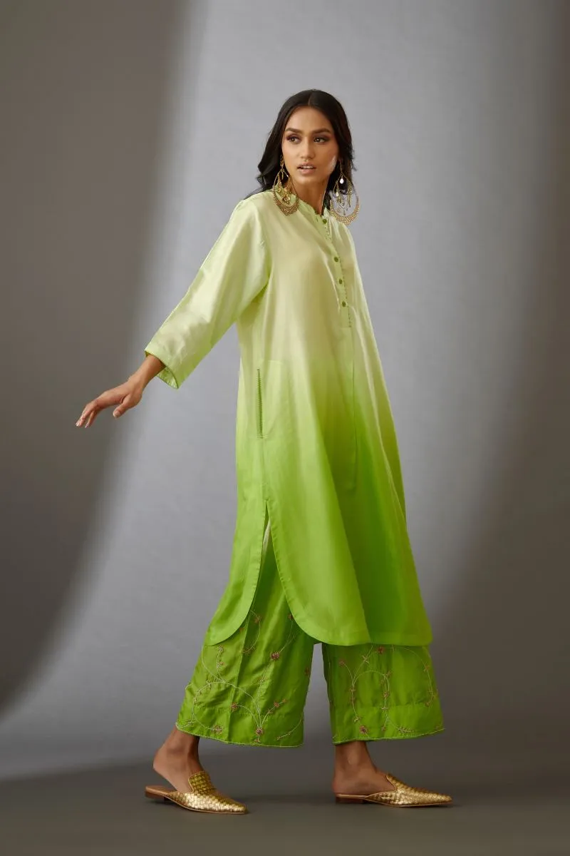 Brih lime silk embroidered tunic with trouser-5