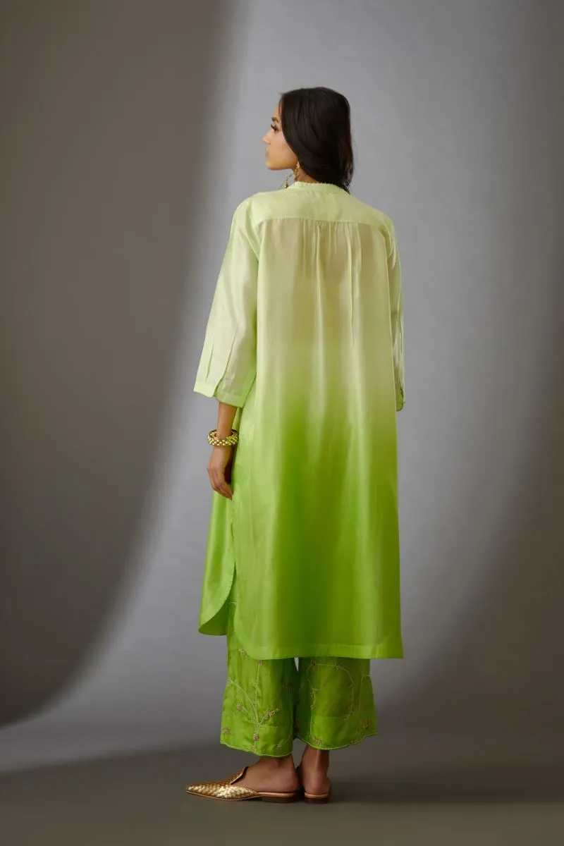 Brih lime silk embroidered tunic with trouser-5