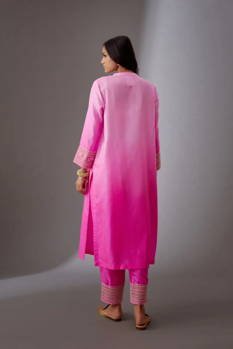 Brih rose silk embroidered tunic and trouser-9