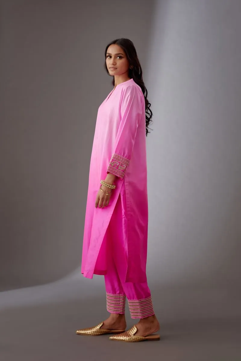 Brih rose silk embroidered tunic and trouser-9