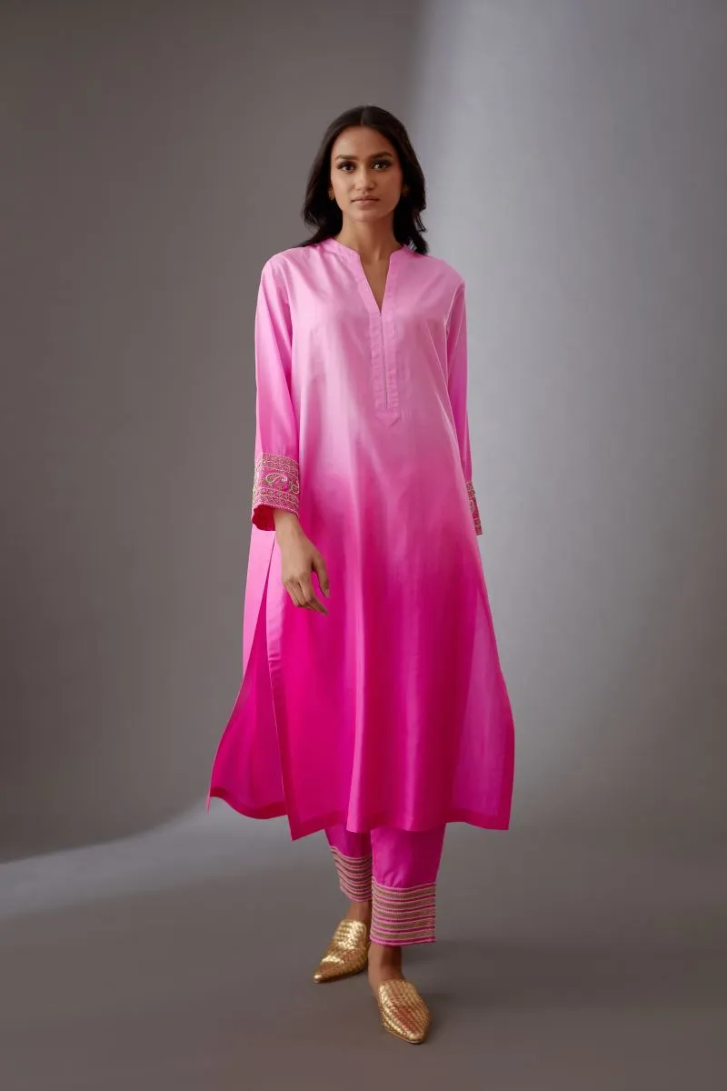 Brih rose silk embroidered tunic and trouser-9