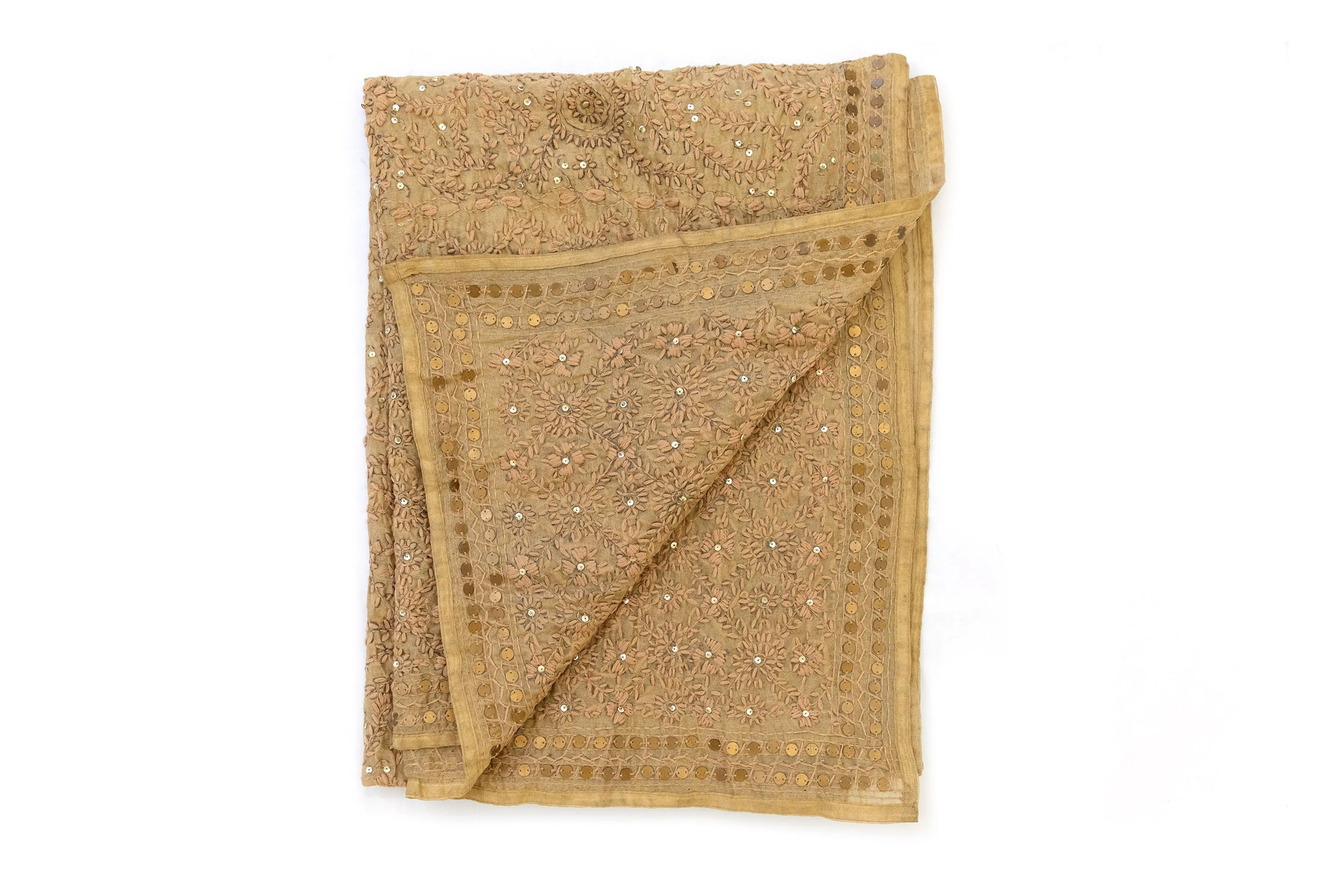 Brown Cotton Embroidered Shawl