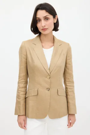 Brown Linen & Silk Two Pocket Blazer