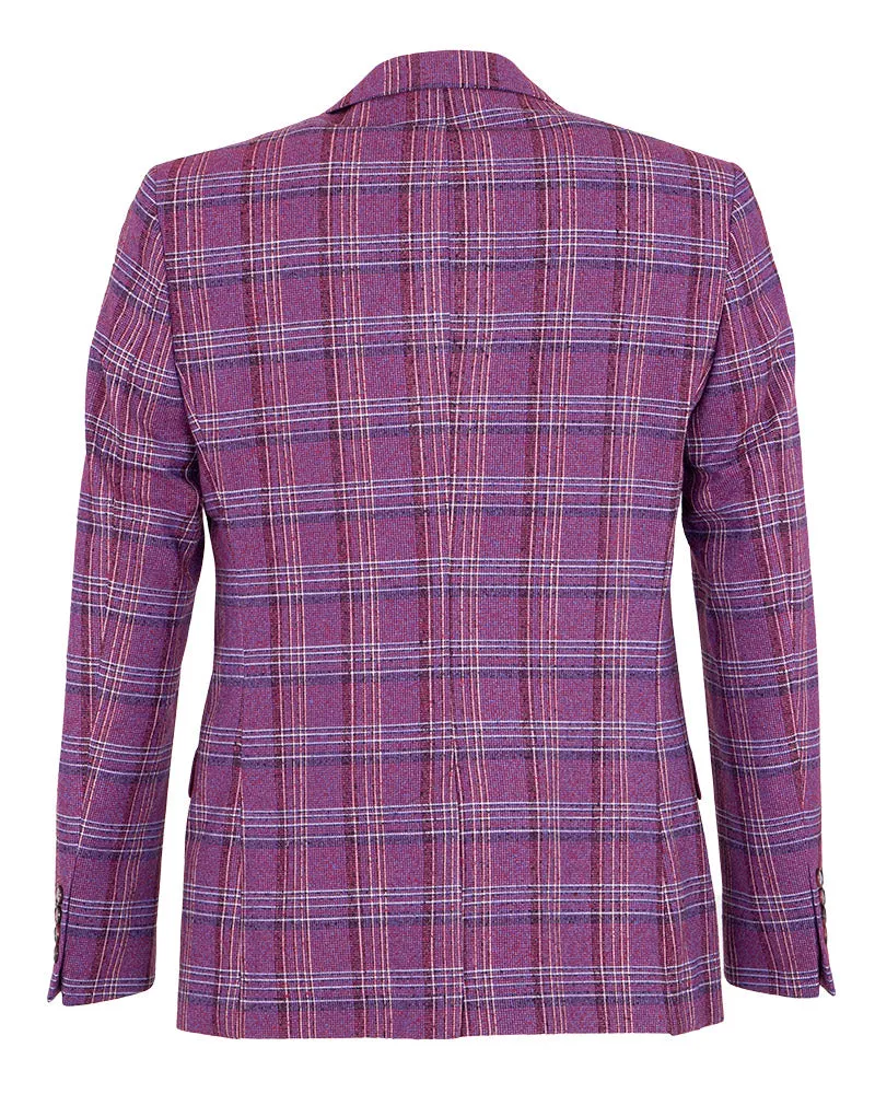 Burgundy Prince Of Wales Check Mens Blazer
