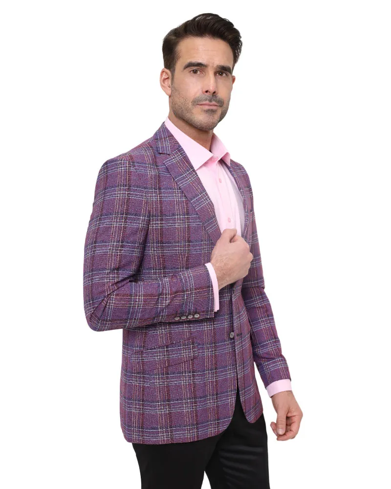 Burgundy Prince Of Wales Check Mens Blazer