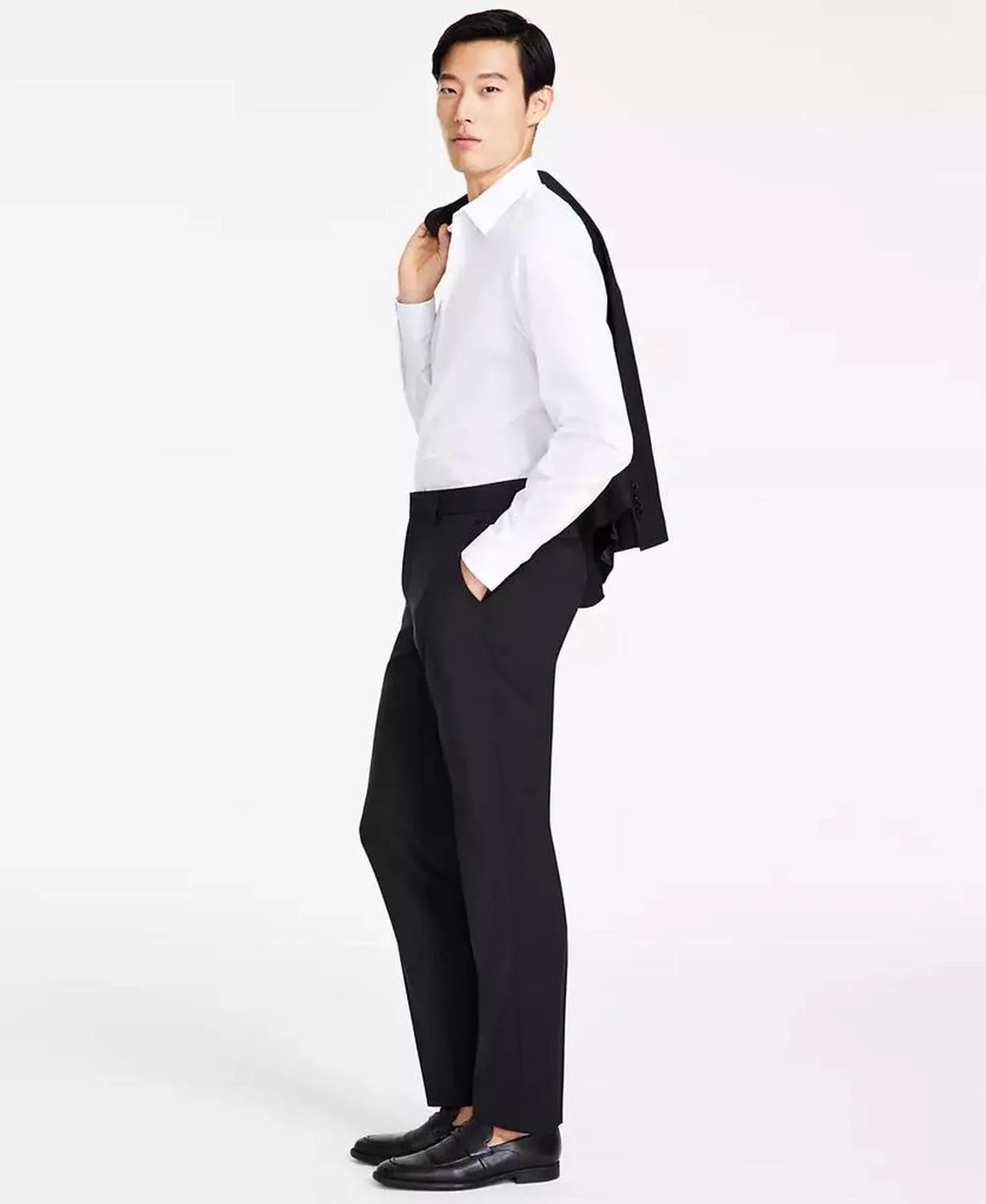 by Hugo Boss Men's Modern-Fit Wool Black Suit Pants