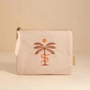 Cai & Jo Pale Stone Corduroy Pouch
