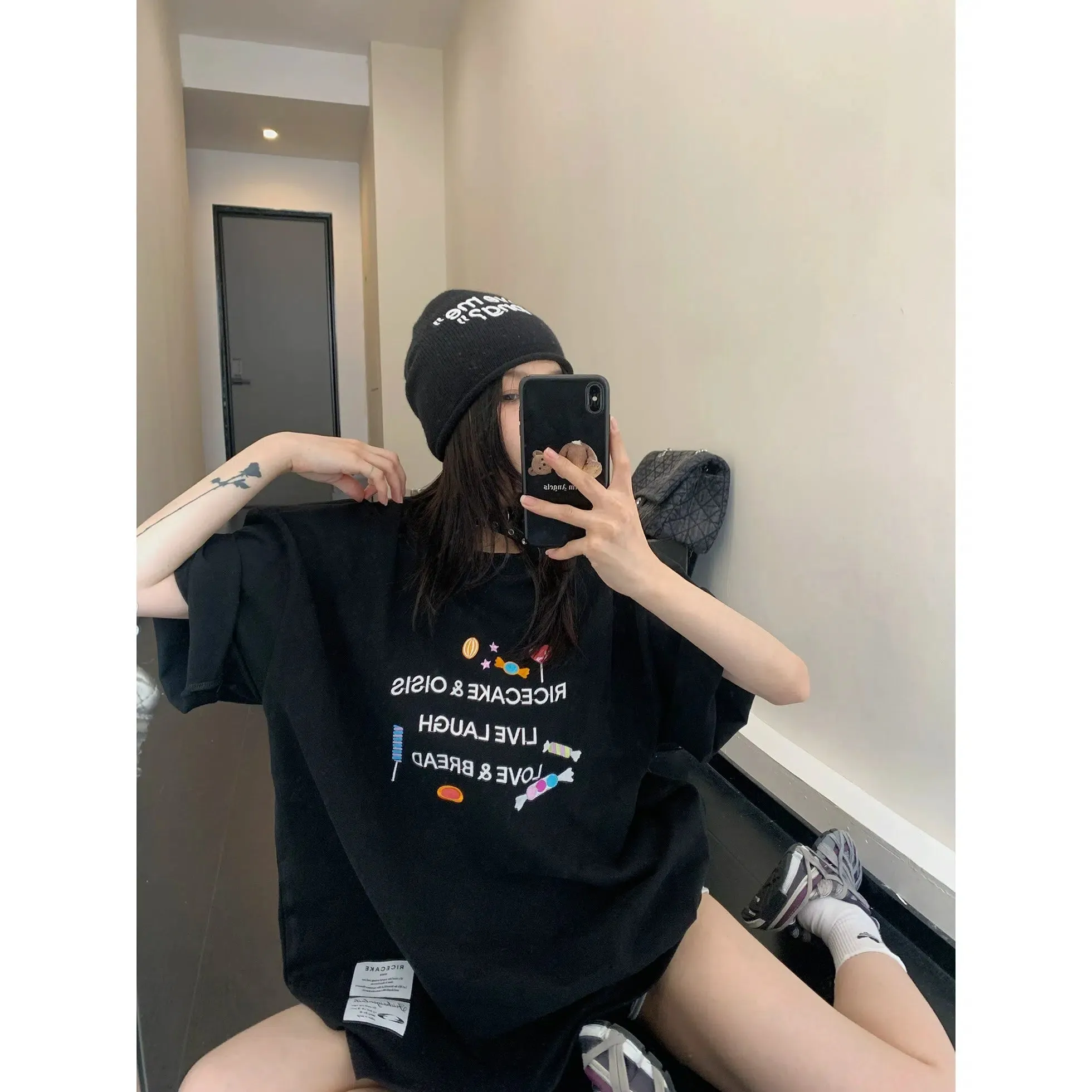 Candy Letters Embroidered Loose T-Shirt