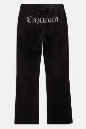 'CAPRICORN' BLACK VELOUR DIAMANTÉ TRACKSUIT BOTTOM