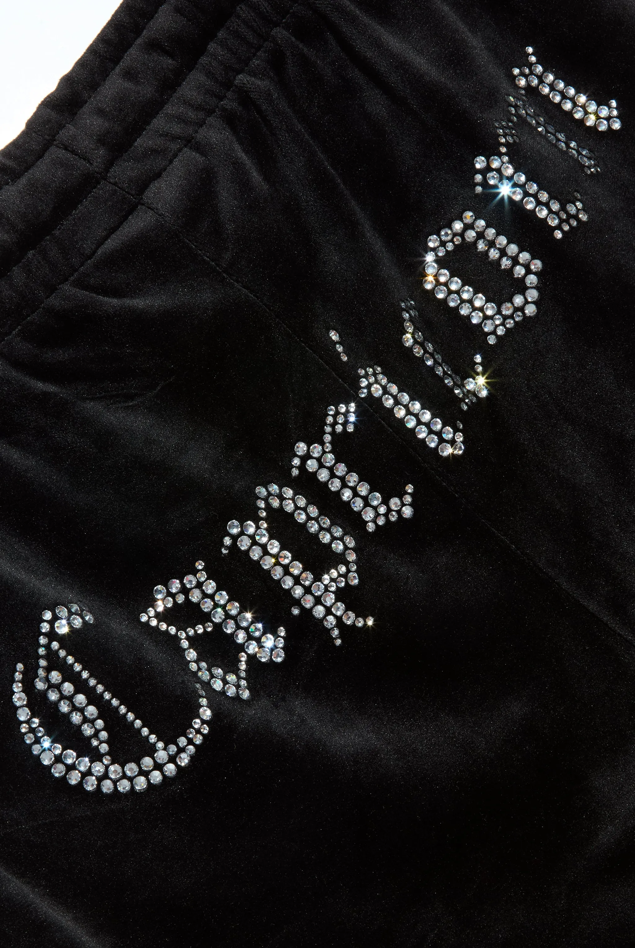 'CAPRICORN' BLACK VELOUR DIAMANTÉ TRACKSUIT BOTTOM