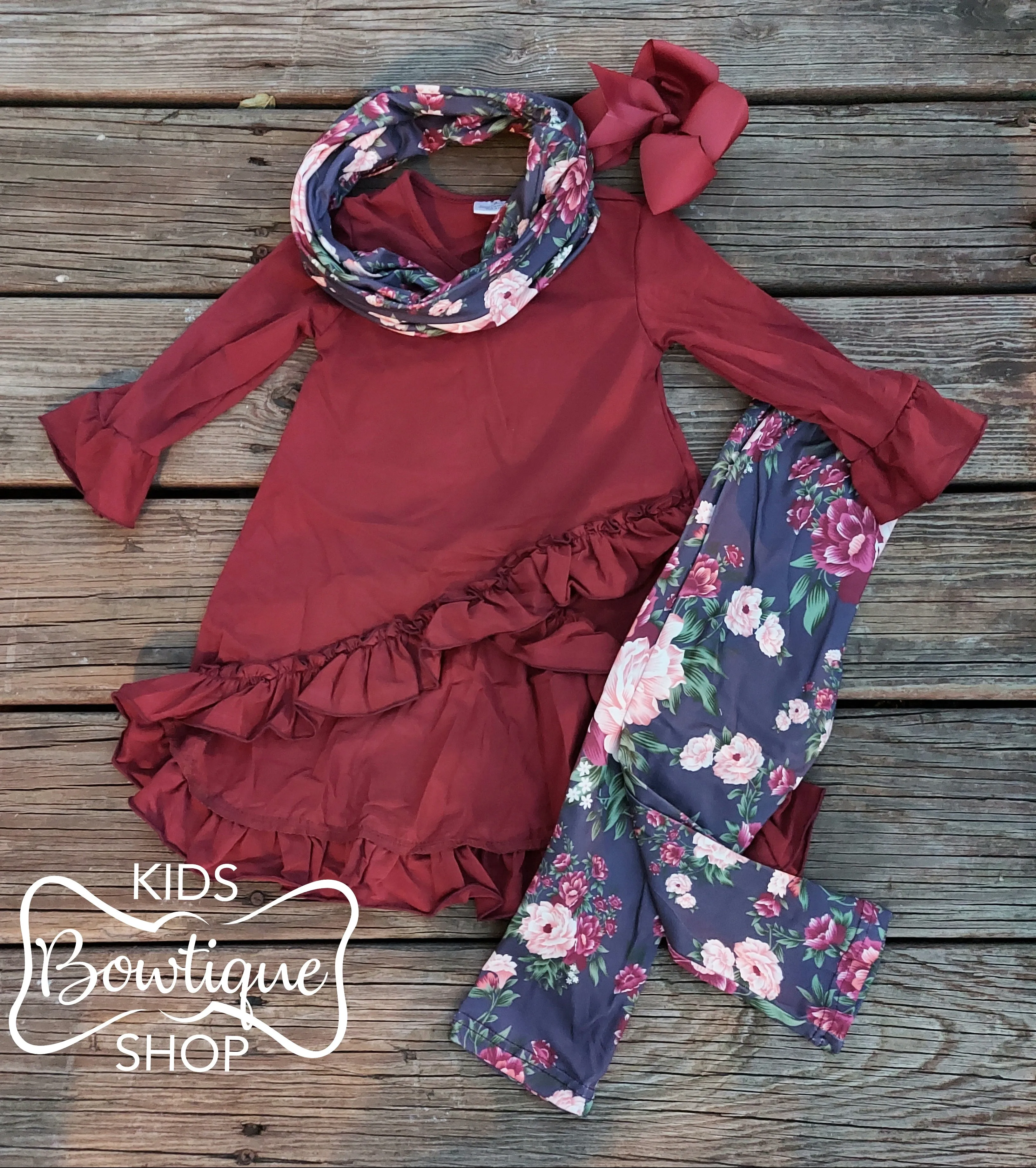 Carmen Burgundy Floral 3 Piece Set